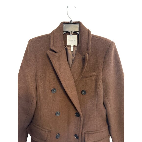 NWT L Avec Les Filles Womens Brown Double-Breasted Long Wool Blend Coat - Picture 10 of 16